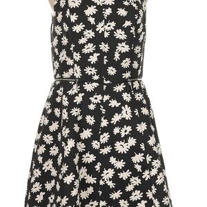 Ann Taylor Black Midi Dress with White Floral Daisy Print